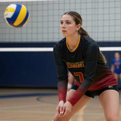 Long-sleeve sports jersey with 'Desmonts' and number '7' on a gray surface