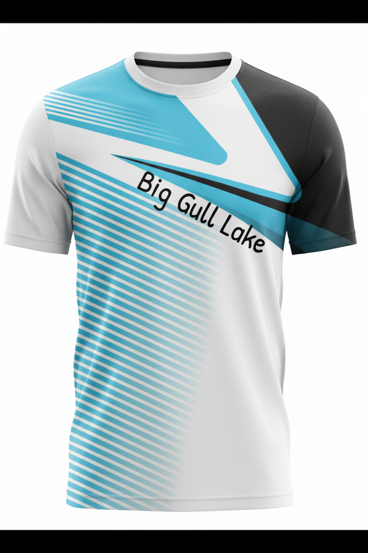Design of a product with 'Big Gull Lake' text on a white background