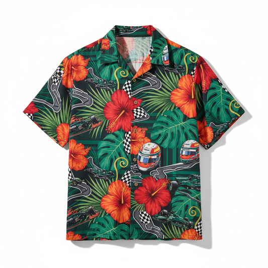Fernando Alonso Hawaiian shirt with full button up and